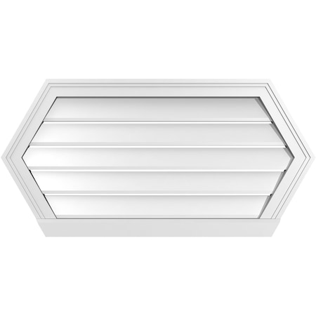 Ekena Millwork Half Round Surface Mount PVC Gable Vent: Functional, w/ 2"W x 2"P Brickmould Sill Frame, 36"W x 18"H GVPHR36X1803SF